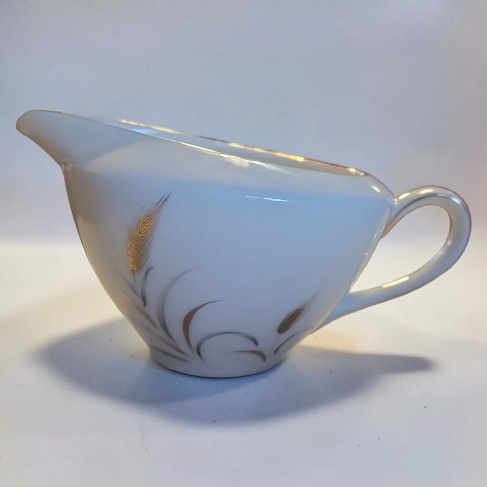 Vtg CTSI Eternal Harvest Collection Cream Pitcher Gold Wheat Silver Trim